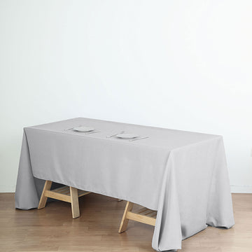 Elevate Your Event Décor with the Silver Seamless Polyester Rectangular Tablecloth