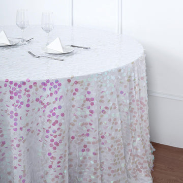 Elevate Your Event with the Iridescent Seamless Big Payette Sequin Round Tablecloth
