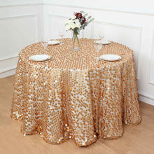 Matte Champagne Round Tablecloth With Sequin On Mesh 120 Inches