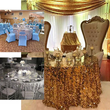Round Iridescent Blue Big Payette Sequin Premium Tablecloth 120 Inch