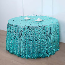 120 Inch Big Payette Sequin Round Tablecloth In Turquoise