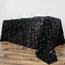 Rectangle Tablecloth 90 Inch x 132 Inch In Black Big Payette Sequin