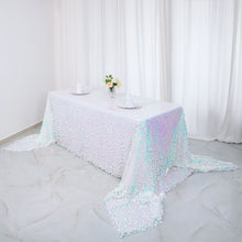 Iridescent Blue Tablecloth 90 Inch x 156 Inch Rectangle Made In Big Payette Sequin 
