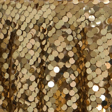90 Inch x 156 Inch Gold Rectangle Tablecloth In Premium Big Payette Sequin#whtbkgd