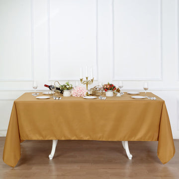 Elegant Gold Polyester Seamless Rectangle Tablecloth