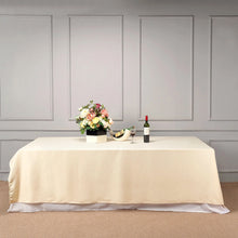 Beige 90 Inch x 132 Inch Polyester Rectangular Tablecloth