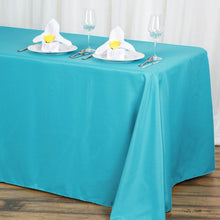 90 Inch x 132 Inch Rectangular Tablecloth In Turquoise Polyester
