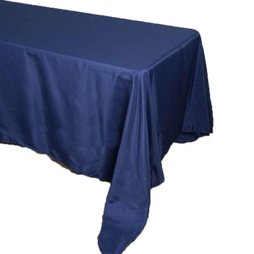 Enhance Your Event Decor with the Navy Blue Seamless Polyester Rectangular Tablecloth