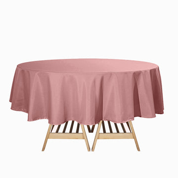 Experience Elegance with the Dusty Rose Seamless Polyester Round Tablecloth 90