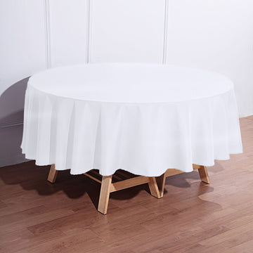 Create Timeless Elegance with the White Seamless Polyester Round Tablecloth 90