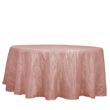 Unleash Your Creativity with the Dusty Rose Seamless Accordion Crinkle Taffeta Round Tablecloth 120