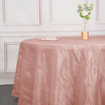 Create a Memorable Event with the Dusty Rose Seamless Accordion Crinkle Taffeta Round Tablecloth 120