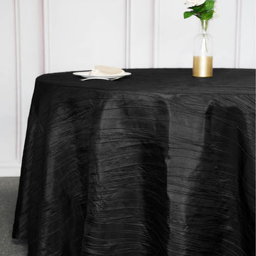 Unleash Your Creativity with the Black Seamless Accordion Crinkle Taffeta Round Tablecloth 120