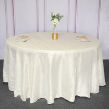 Round Ivory Accordion Crinkle Taffeta Fabric Tablecloth 120 Inch