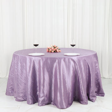 The Perfect Blend of Style and Functionality: Violet Amethyst Accordion Crinkle Taffeta Seamless Round Tablecloth 132