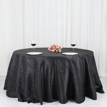 Create a Memorable Event with the Black Accordion Crinkle Taffeta Tablecloth