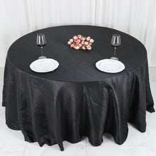 Black Round Tablecloth 132 Inch Accordion Crinkle Taffeta Seamless