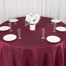 132 Inch Round Tablecloth Burgundy Accordion Crinkle Taffeta Seamless