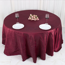 Burgundy Seamless Accordion Crinkle Taffeta Tablecloth 132 Inch Round