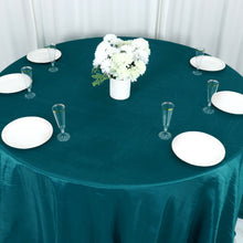 Peacock Teal 132 Inch Round Tablecloth In Accordion Crinkle Taffeta