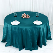 Accordion Crinkle Taffeta Tablecloth In 132 Inch Peacock Teal Round
