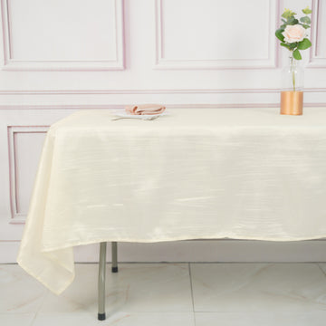 Elegant Ivory Accordion Crinkle Taffeta Seamless Rectangle Tablecloth 60"x102"