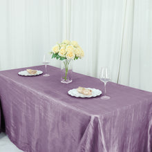 Accordion Crinkle Taffeta Rectangle Tablecloth in Violet Amethyst Color 90 Inch x 132 Inch