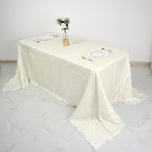 90 Inch x 132 Inch Ivory Rectangular Tablecloth Made Of Accordion Crinkle Taffeta