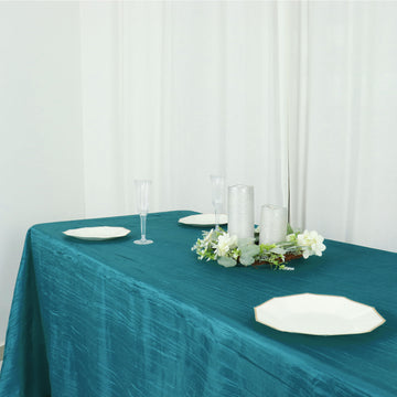 Create a Stunning Tablescape with the Teal Accordion Crinkle Taffeta Tablecloth