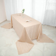 Rectangular Tablecloth 90 Inch x 156 Inch Beige Accordion Crinkle Taffeta Fabric
