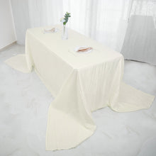Ivory Accordion Crinkle Taffeta Fabric Rectangular Tablecloth 90 Inch x 156 Inch