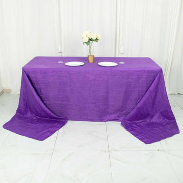 Elegant Purple Accordion Crinkle Taffeta Seamless Rectangular Tablecloth 90"x156"