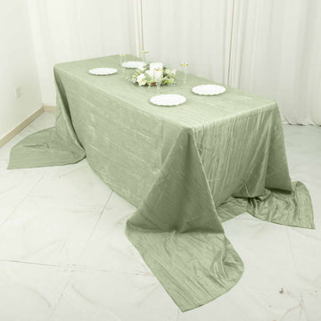 The Perfect Shade of Elegance: Sage Green Accordion Crinkle Taffeta Tablecloth