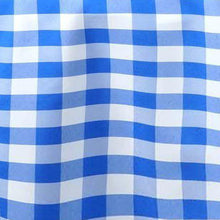 Polyester Tablecloth In White & Blue Checkered Gingham 108 Inch Round Buffalo Plaid#whtbkgd