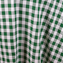 Buffalo Plaid 108 Inch Round Tablecloth In White & Green Checkered Gingham Polyester