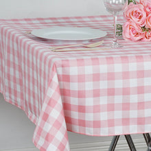 White And Rose Quartz Square Buffalo Plaid Polyester Table Overlay 54 Inch
