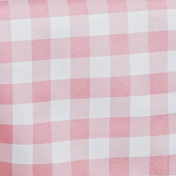 Enhance Your Table Setting with the White/Rose Quartz Checkered Gingham Square Overlay