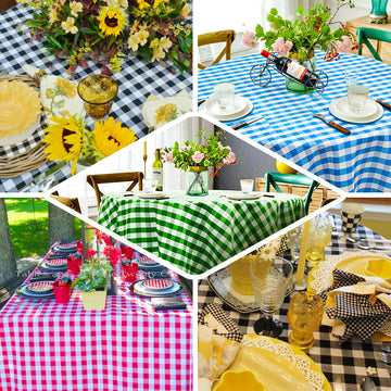 Versatile and Durable Gingham Polyester Tablecloth