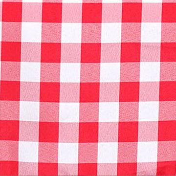 Versatile and Stylish White/Red Seamless Buffalo Plaid Polyester Table Overlay