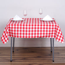 White & Red 54 Inch x 54 Inch Square Buffalo Plaid Tablecloth In Checkered Gingham Polyester