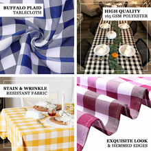 60 Inch x 126 Inch Rectangular Checkered Polyester Buffalo Plaid Tablecloth In White & Blue