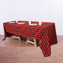 60 Inch x 126 Inch Rectangular Black And Red Buffalo Plaid Tablecloth Polyester