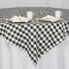 70 Inch Polyester Square White & Black Checkered Gingham Table Overlay