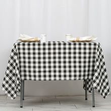 Polyester Buffalo Plaid 70 Inch x 70 Inch Square Tablecloth In White & Black Checkered Gingham