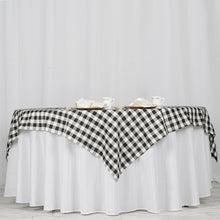 Polyester White & Black Checkered Gingham Table Overlay 70 Inch Square