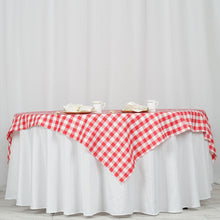 White/Red Polyester Table Overlay Square 70 Inch Buffalo Plaid