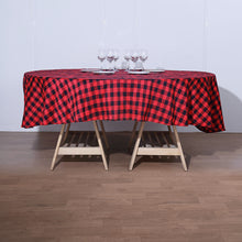 Checkered Gingham Tablecloth 70 Inch Round Black And Red