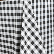 Checkered Polyester Linen Buffalo Plaid 90 Inch x 132 Inch Rectangular Tablecloth In White & Black