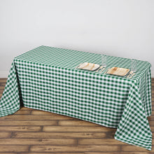 White & Green Checkered Polyester Buffalo Plaid 90 Inch x 132 Inch Rectangular Tablecloth