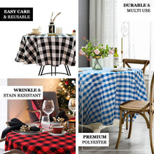 White & Burgundy Round Checkered Polyester Buffalo Plaid Tablecloth 90 Inch